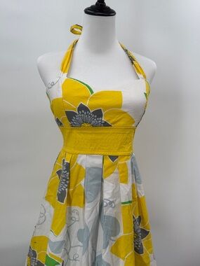 City Triangles Size 13 Yellow Floral Halter Sun Dress Pinup Sweetheart Pin Up
